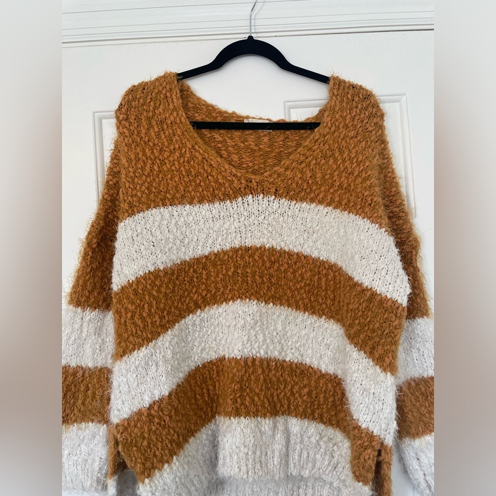 Altar’d State Yellow and White Knit Sweater